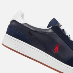 Trainers|Dr. Martens Polo Ralph Lauren Men's Polo Court Leather/Suede Trainers - Newport Navy/RL2000 Red - UK 7