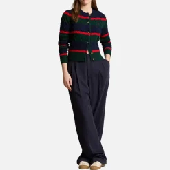 Knitwear|Dr. Martens Polo Ralph Lauren Striped Wool-Blend Cable-Knit Cardigan - XS