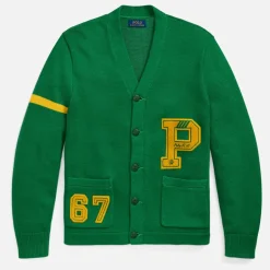 Cardigans|Knitwear|Dr. Martens Polo Ralph Lauren Varsity Logo Cotton-Knit Cardigan - L