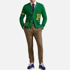 Cardigans|Knitwear|Dr. Martens Polo Ralph Lauren Varsity Logo Cotton-Knit Cardigan - L