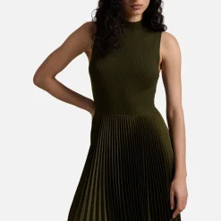 Dresses|Dresses|Dr. Martens Polo Ralph Lauren Wynna Ribbed-Knit Plissé Dress - XS