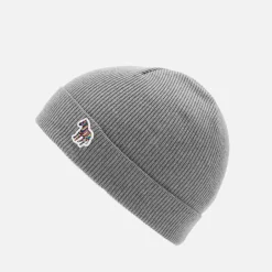 Hats|Dr. Martens PS Paul Smith Men's Zebra Patch Beanie - Slate Grey