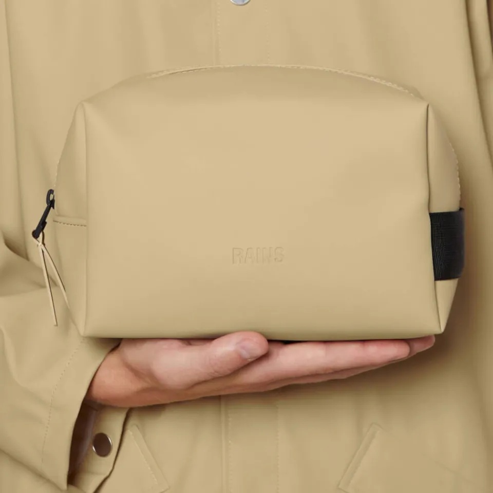 Bags|RAINS Logo Faux Leather Wash Bag
