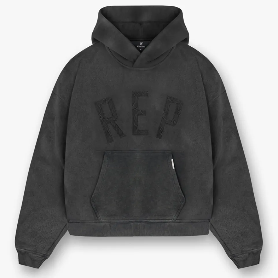 Sweatshirts|REPRESENT Rep Appliqué Cotton-Jersey Hoodie - S
