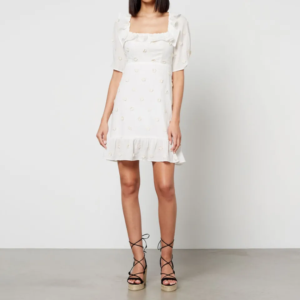 Dresses|Dresses|RIXO Camile Floral-Appliquéd Cotton-Gauze Mini Dress - UK 6