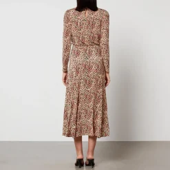 Dresses|Dresses|RIXO Cerise Leopard-Print Jersey Midi Dress - UK 8