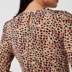 Dresses|Dresses|RIXO Cerise Leopard-Print Jersey Midi Dress - UK 8