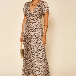 Dresses|Dresses|Varley Rixo Evie Spotted Crepe De Chine Georgette Dress - UK 10
