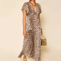 Dresses|Dresses|Varley Rixo Evie Spotted Crepe De Chine Georgette Dress - UK 10