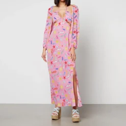 Dresses|Dresses|RIXO Kamilla Printed Silk-Chiffon Midi Dress - UK 8