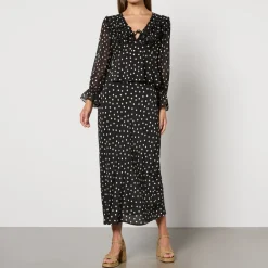 T-Shirts And Tops|Shirts And Blouses|RIXO Lasca Polka Dot Silk-Chiffon Blouse - UK 16