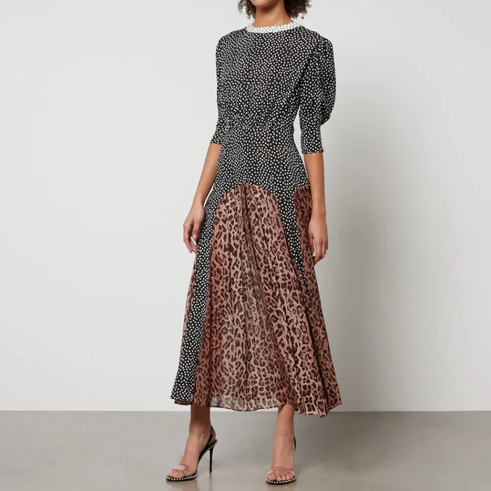 Dresses|Dresses|Birkenstock Rixo Meg Leopard-Print and Polka-Dot Chiffon Maxi Dress - S/UK 10