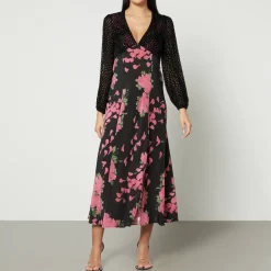 Dresses|Dresses|RIXO Melanie Devoré-Velvet and Silk-Satin Maxi Dress - UK 6