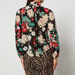 T-Shirts And Tops|Shirts And Blouses|RIXO Moss Floral-Print Silk-Chiffon Blouse - UK 8
