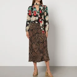 T-Shirts And Tops|Shirts And Blouses|RIXO Moss Floral-Print Silk-Chiffon Blouse - UK 8