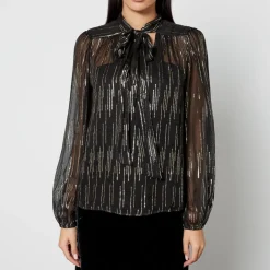 T-Shirts And Tops|Shirts And Blouses|RIXO Moss Satin-Jacquard Lurex Blouse - UK 6