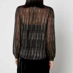 T-Shirts And Tops|Shirts And Blouses|RIXO Moss Satin-Jacquard Lurex Blouse - UK 6