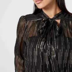 T-Shirts And Tops|Shirts And Blouses|RIXO Moss Satin-Jacquard Lurex Blouse - UK 6