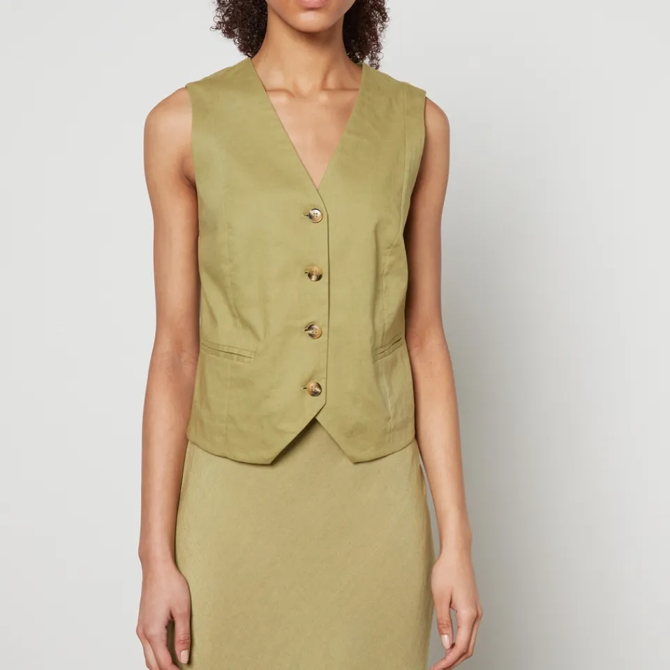 Jackets|Coats|RIXO Norah Linen-Blend Waistcoat - UK 14