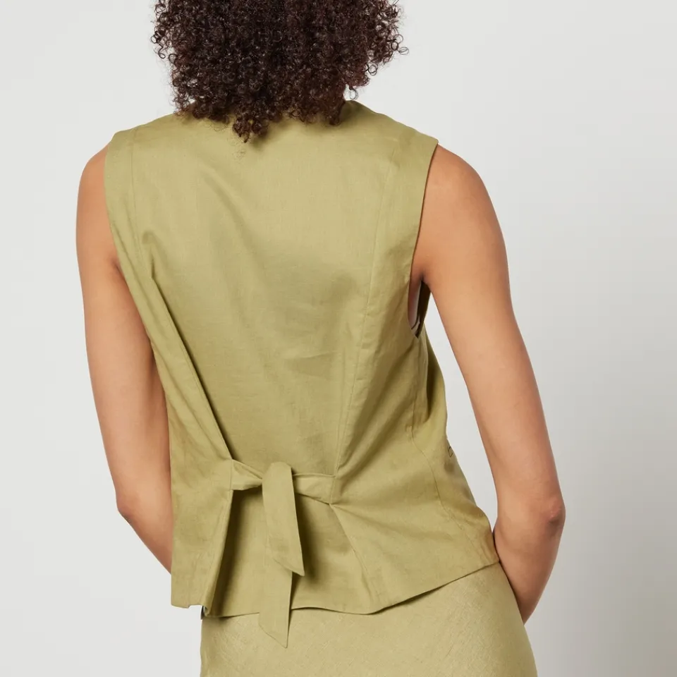Jackets|Coats|RIXO Norah Linen-Blend Waistcoat - UK 14