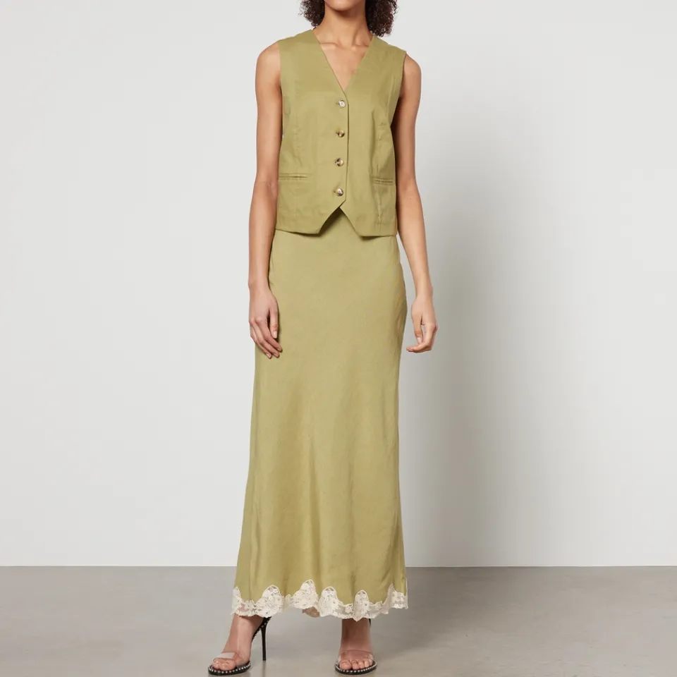 Jackets|Coats|RIXO Norah Linen-Blend Waistcoat - UK 14