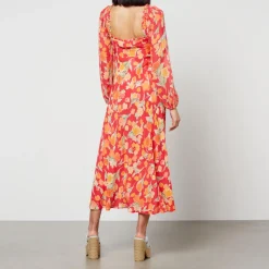 Dresses|Dresses|RIXO Olimani Floral-Print Chiffon Midi Dress - UK 6
