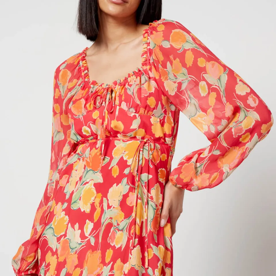 Dresses|Dresses|RIXO Olimani Floral-Print Chiffon Midi Dress - UK 6