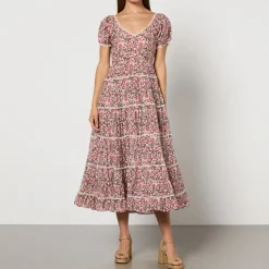 Dresses|Dresses|RIXO Ophelia Floral-Print Satin Midi Dress - UK 8