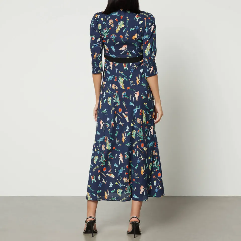 Dresses|Dresses|RIXO Petra Keyhole Satin Crepe Midi Dress - UK 6