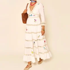 Dresses|Dresses|RIXO Regine Ombré Floral-Embroidered Cotton Dress - UK 8