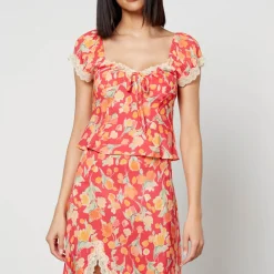 T-Shirts And Tops|Shirts And Blouses|Dr. Martens Rixo Rosella Floral-Print Satin Top - UK 18
