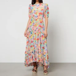 Dresses|Dresses|ROTATE Birger Christensen Rixo Shireen Floral-Print Silk-Chiffon Midi Dress - UK 6