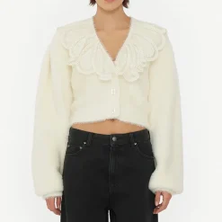 Knitwear|ROTATE Birger Christensen Lace Collar Knit Cardigan - DK 36/UK 8