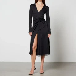 Dresses|Dresses|Autry Rotate Birger Christensen Chiffon and Jersey Midi Dress - DK 34/UK 6