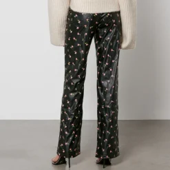 Trousers|ROTATE Birger Christensen Printed Faux Leather Straight-Leg Trousers - DK 40/UK 12