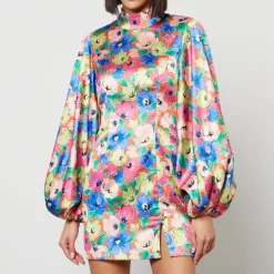 Dresses|Dresses|ROTATE Birger Christensen Floral-Print Satin Mini Dress - DK 32/UK 4
