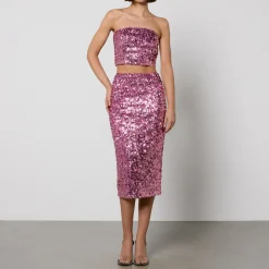 Co-Ord Sets|T-Shirts And Tops|RAINS Rotate Birger Christensen Sequinned Mesh Bandeau Top - DK 40/UK 12