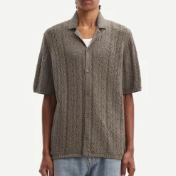 Loungewear|Shirts|KENZO Samsøe Samsøe Bear Cotton-Pointelle Short Sleeved Shirt - S