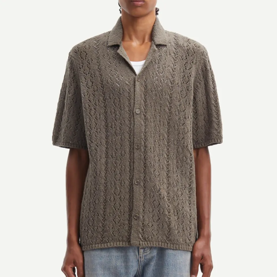 Loungewear|Shirts|KENZO Samsøe Samsøe Bear Cotton-Pointelle Short Sleeved Shirt - S