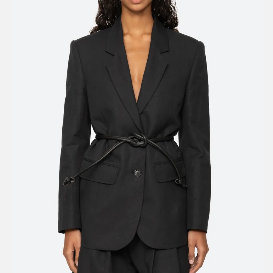 Jackets|Coats|Samsøe Samsøe Sea New York Lara Belted Cotton-Blend Jacket - M