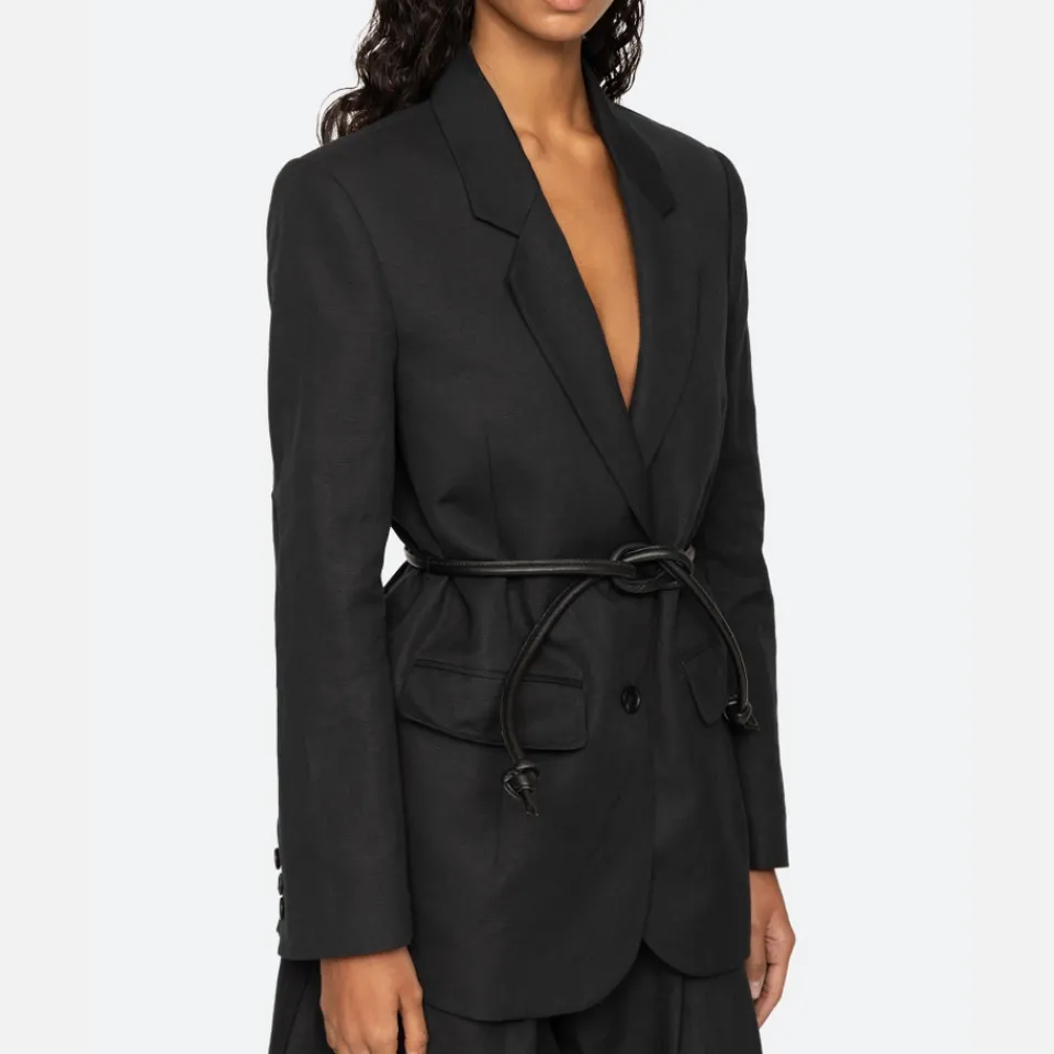 Jackets|Coats|Samsøe Samsøe Sea New York Lara Belted Cotton-Blend Jacket - M