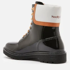 Boots|Dr. Martens See By Chloé Women's Florrie PVC Rain Boots - Dark Red - UK 3