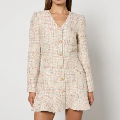 Dresses|Dresses|PS Paul Smith Self-Portrait Bouclé V-Neck Mini Dress - UK 14