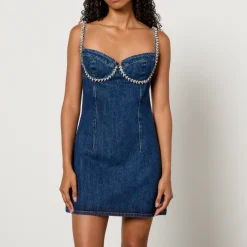Dresses|Dresses|ROTATE Birger Christensen Self-Portrait Diamante-Embellished Denim Mini Dress - UK 12