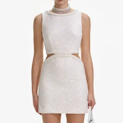 Dresses|Dresses|Self-Portrait Embellished Bouclé Mini Dress - UK 8