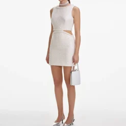 Dresses|Dresses|Self-Portrait Embellished Bouclé Mini Dress - UK 8