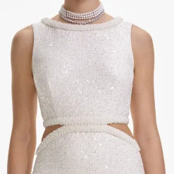 Dresses|Dresses|Self-Portrait Embellished Bouclé Mini Dress - UK 8