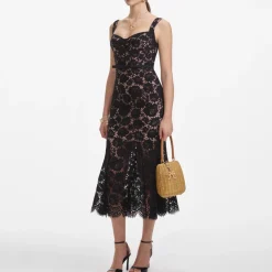 Dresses|Dresses|AMI Self-Portrait Guipure Lace Midi Dress - UK 12