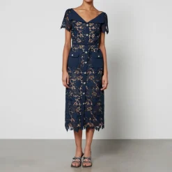 Dresses|Dresses|Self-Portrait Guipure Lace Midi Dress - US 2/UK 6