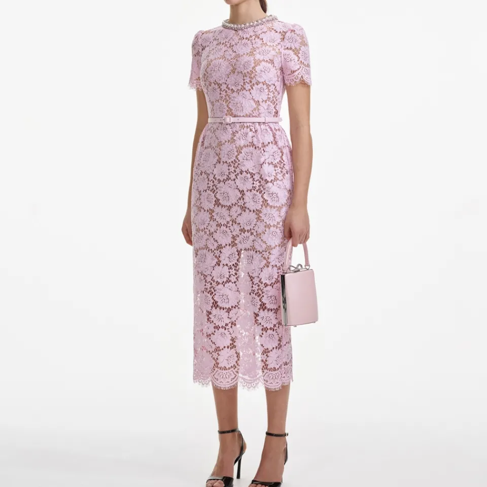 Dresses|Dresses|Self-Portrait Pearl Guipure Lace Dress - UK 6